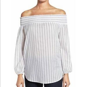 Michael Korda Striped Off-the-Shoulder Top
